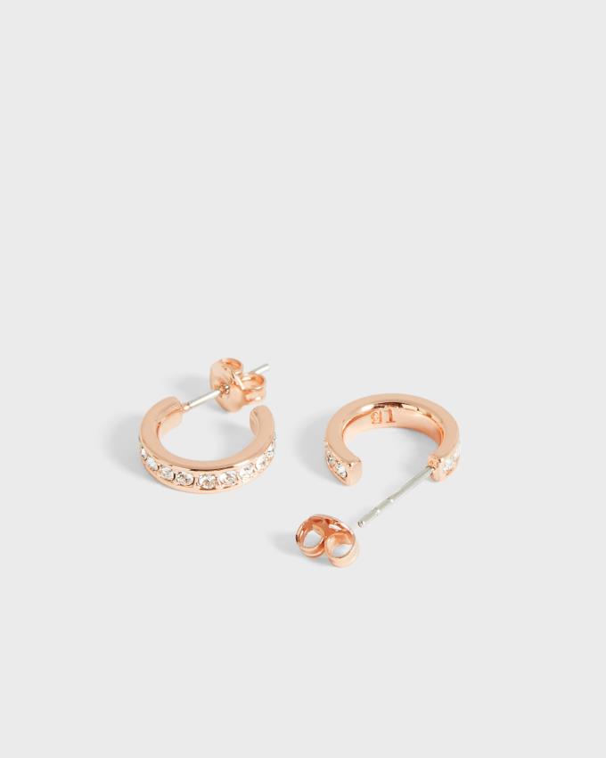 Boucles d'Oreilles Ted Baker Nano Hoop Huggie Rose Doré Femme | UYI-33242821